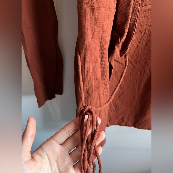 Free People Rich Brown Long Sleeve Wrap Dress - Picture 4 of 12